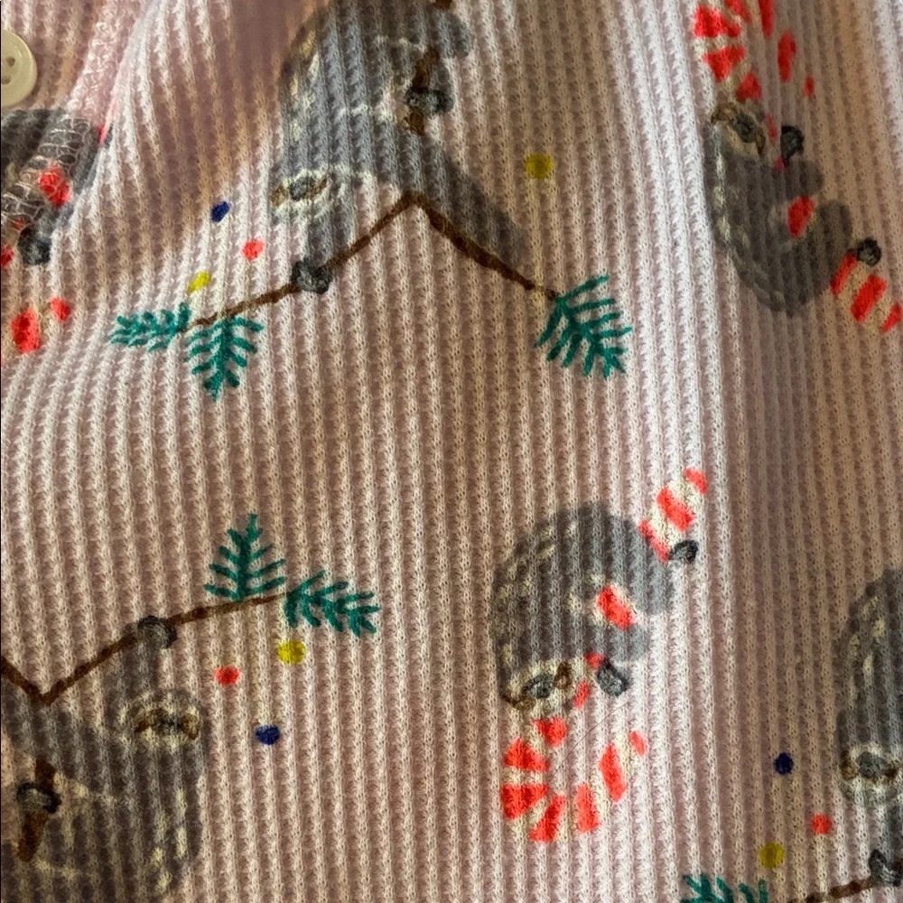 Old Navy Pink Thermal Leggings/pajama pants with sloth & Floral Print